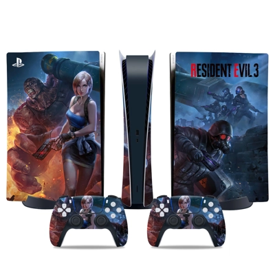 Resident Evil 3 decal skin for PS5 Digital Console and two Controllers