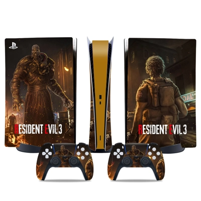 Resident Evil 3 decal skin for PS5 Digital Console and two Controllers