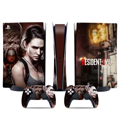 Resident Evil 3 decal skin for PS5 Digital Console and two Controllers