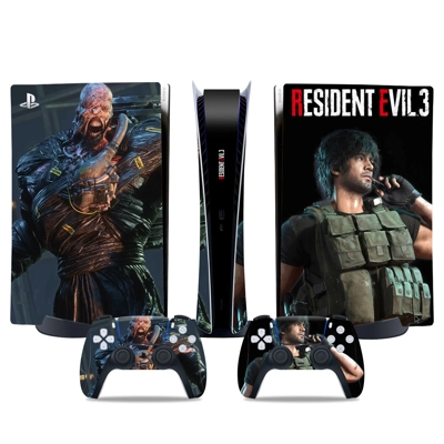 Resident Evil 3 decal skin for PS5 Digital Console and two Controllers