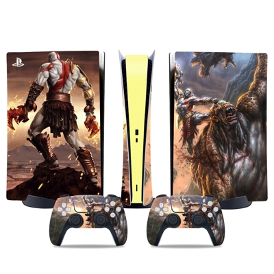 God of War Kratos decal skin for PS5 Digital Console and two Controllers