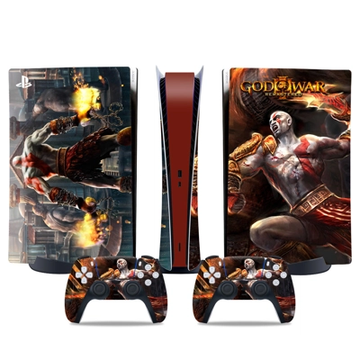 God of War Kratos decal skin for PS5 Digital Console and two Controllers