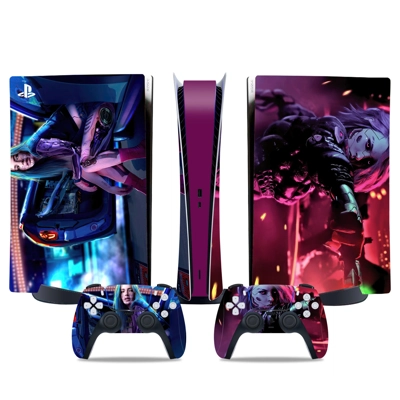 Cyberpunk decal skin for PS5 Digital Console and two Controllers