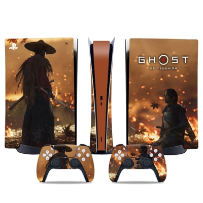 Ghost of Tsushima decal skin for PS5 Digital Console and two Controllers
