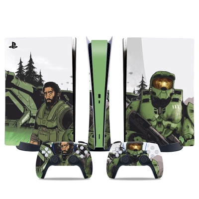 Halo decal skin for PS5 Digital Console and two Controllers