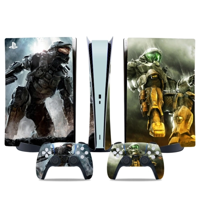 Halo decal skin for PS5 Digital Console and two Controllers