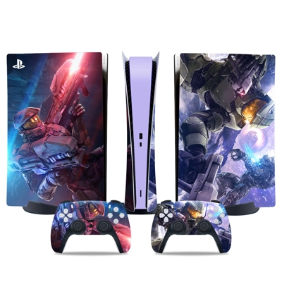 Halo decal skin for PS5 Digital Console and two Controllers
