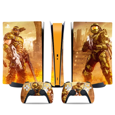 Halo decal skin for PS5 Digital Console and two Controllers