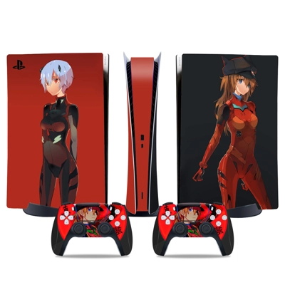 Neon Genesis Evangelion decal skin for PS5 Digital Console and two Controllers