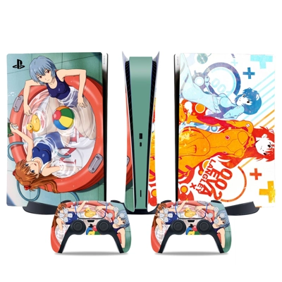 Neon Genesis Evangelion decal skin for PS5 Digital Console and two Controllers