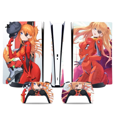 Neon Genesis Evangelion decal skin for PS5 Digital Console and two Controllers