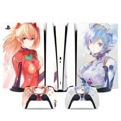 Neon Genesis Evangelion decal skin for PS5 Digital Console and two Controllers