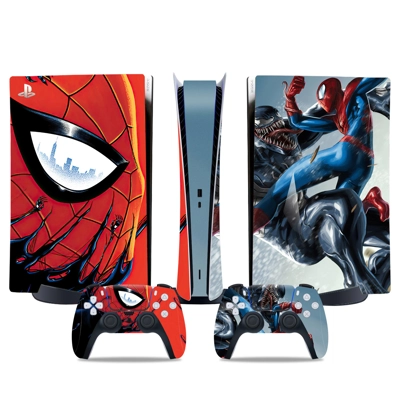 Spiderman decal skin for PS5 Digital Console and two Controllers