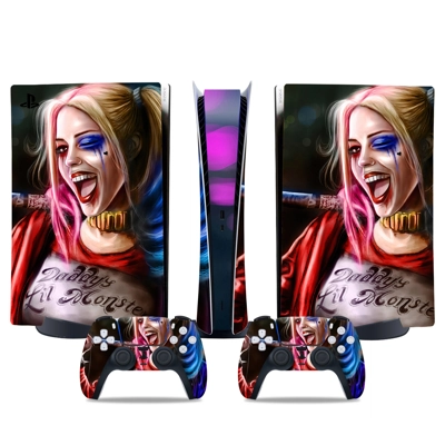 Harley Quinn decal skin for PS5 Digital Console and two Co.. Harley Quinn decal skin for PS5 Digital Console and two Co..