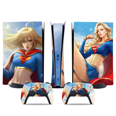 Super woman decal skin for PS5 Digital Console and two Con.. Super woman decal skin for PS5 Digital Console and two Con..