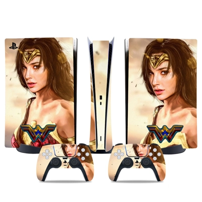 Wonder Woman decal skin for PS5 Digital Console and two Co.. Wonder Woman decal skin for PS5 Digital Console and two Co..