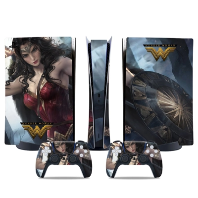 Wonder Woman decal skin for PS5 Digital Console and two Co.. Wonder Woman decal skin for PS5 Digital Console and two Co..