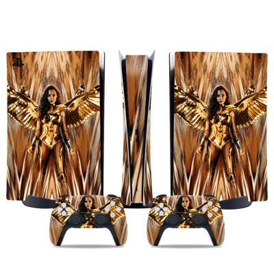 Wonder Woman decal skin for PS5 Digital Console and two Controllers