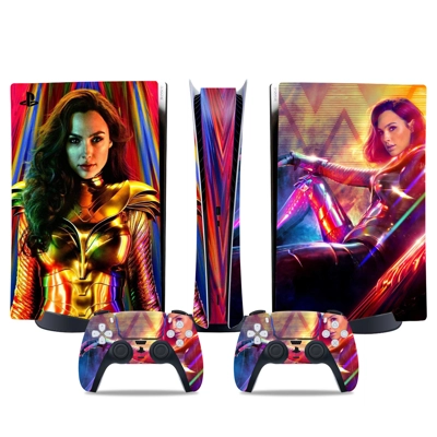 Wonder Woman decal skin for PS5 Digital Console and two Co.. Wonder Woman decal skin for PS5 Digital Console and two Co..