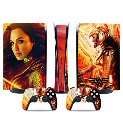 Wonder Woman decal skin for PS5 Digital Console and two Co.. Wonder Woman decal skin for PS5 Digital Console and two Co..