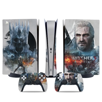 The Witcher Wild Hunt decal skin for PS5 Digital Console and two Controllers