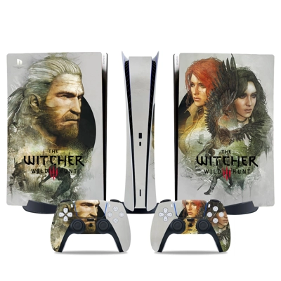 The Witcher Wild Hunt decal skin for PS5 Digital Console and two Controllers