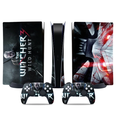 The Witcher Wild Hunt decal skin for PS5 Digital Console and two Controllers