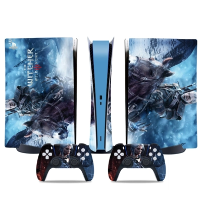 The Witcher Wild Hunt decal skin for PS5 Digital Console and two Controllers