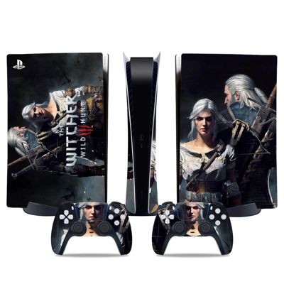 The Witcher Wild Hunt decal skin for PS5 Digital Console and two Controllers