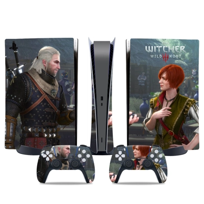 The Witcher Wild Hunt decal skin for PS5 Digital Console and two Controllers