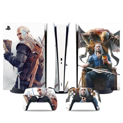 The Witcher Wild Hunt decal skin for PS5 Digital Console and two Controllers