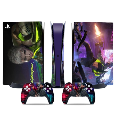 Cyberpunk decal skin for PS5 Digital Console and two Contr.. Cyberpunk decal skin for PS5 Digital Console and two Contr..