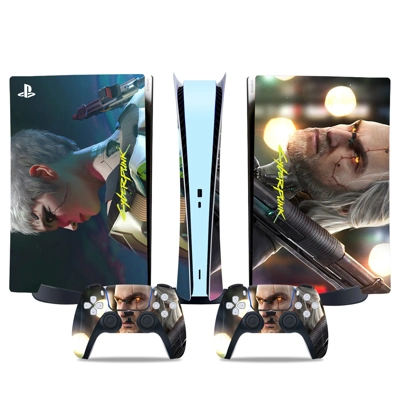 Cyberpunk decal skin for PS5 Digital Console and two Contr.. Cyberpunk decal skin for PS5 Digital Console and two Contr..