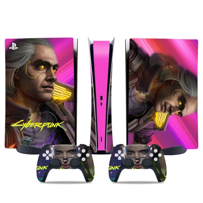 Cyberpunk decal skin for PS5 Digital Console and two Contr.. Cyberpunk decal skin for PS5 Digital Console and two Contr..