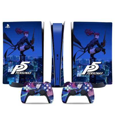 Persona 5 decal skin for PS5 Digital Console and two Contr.. Persona 5 decal skin for PS5 Digital Console and two Contr..