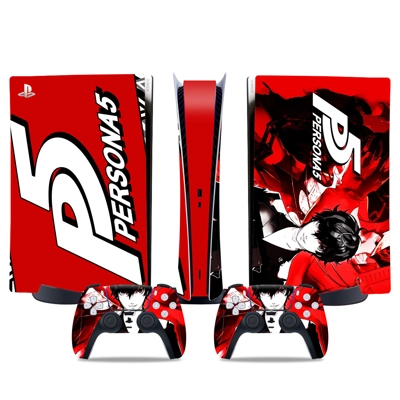 Persona 5 decal skin for PS5 Digital Console and two Contr.. Persona 5 decal skin for PS5 Digital Console and two Contr..