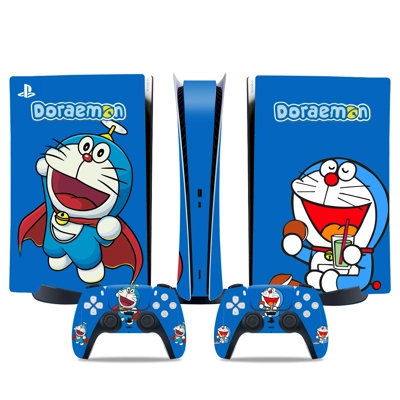 Doraemon decal skin for PS5 Digital Console and two Controllers