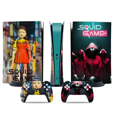 Squid Game decal skin for PS5 Digital Console and two Cont.. Squid Game decal skin for PS5 Digital Console and two Cont..