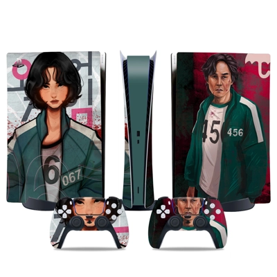 Squid Game decal skin for PS5 Digital Console and two Cont.. Squid Game decal skin for PS5 Digital Console and two Cont..