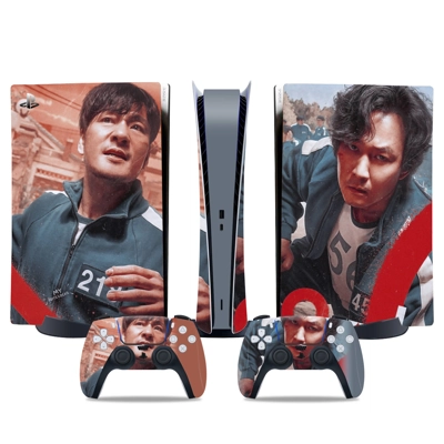 Squid Game decal skin for PS5 Digital Console and two Cont.. Squid Game decal skin for PS5 Digital Console and two Cont..