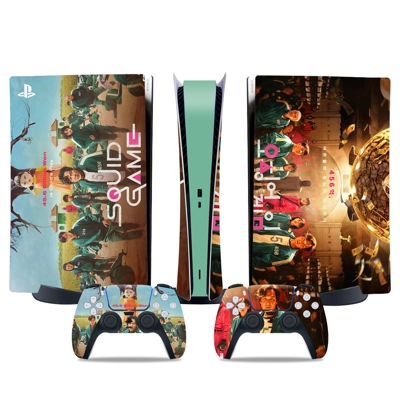 Squid Game decal skin for PS5 Digital Console and two Cont.. Squid Game decal skin for PS5 Digital Console and two Cont..