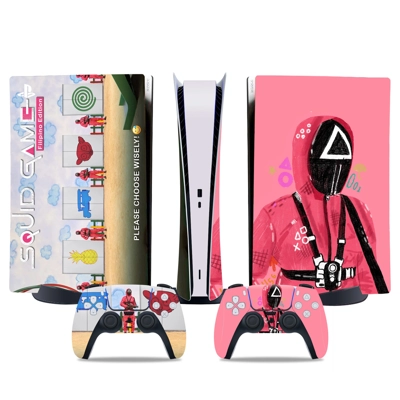 Squid Game decal skin for PS5 Digital Console and two Cont.. Squid Game decal skin for PS5 Digital Console and two Cont..