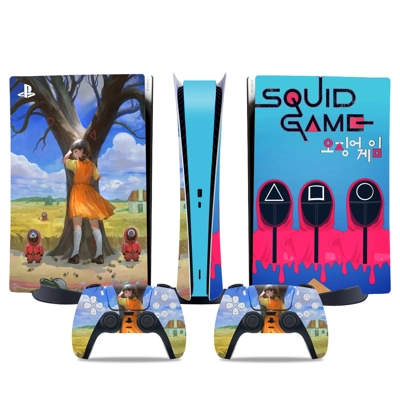 Squid Game decal skin for PS5 Digital Console and two Cont.. Squid Game decal skin for PS5 Digital Console and two Cont..
