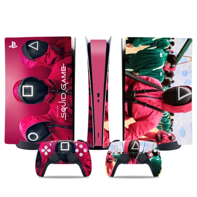 Squid Game decal skin for PS5 Digital Console and two Cont.. Squid Game decal skin for PS5 Digital Console and two Cont..