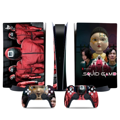Squid Game decal skin for PS5 Digital Console and two Cont.. Squid Game decal skin for PS5 Digital Console and two Cont..