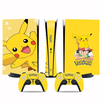 Pickachu decal skin for PS5 Digital Console and two Contro.. Pickachu decal skin for PS5 Digital Console and two Contro..
