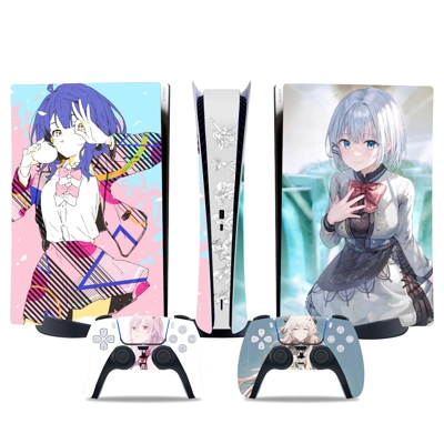 Anime decal skin for PS5 Digital Console and two Controllers