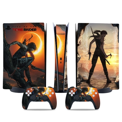 Tomb Raider decal skin for PS5 Digital Console and two Con.. Tomb Raider decal skin for PS5 Digital Console and two Con..