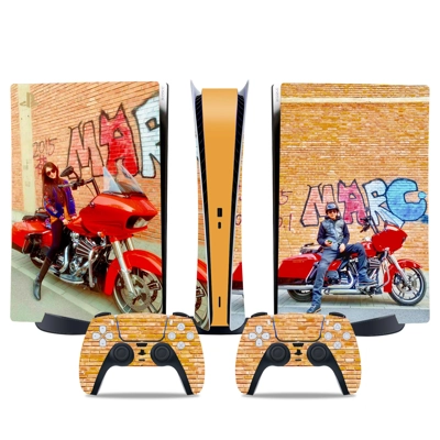 Lady Biker decal skin for PS5 Digital Console and two Cont.. Lady Biker decal skin for PS5 Digital Console and two Cont..
