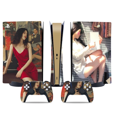 Pretty Girl decal skin for PS5 Digital Console and two Con.. Pretty Girl decal skin for PS5 Digital Console and two Con..